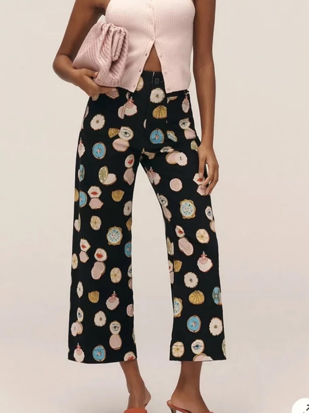 Anthropologie Maeve The Colette Crop Danielle Kroll Edition Wide Leg Pant 24